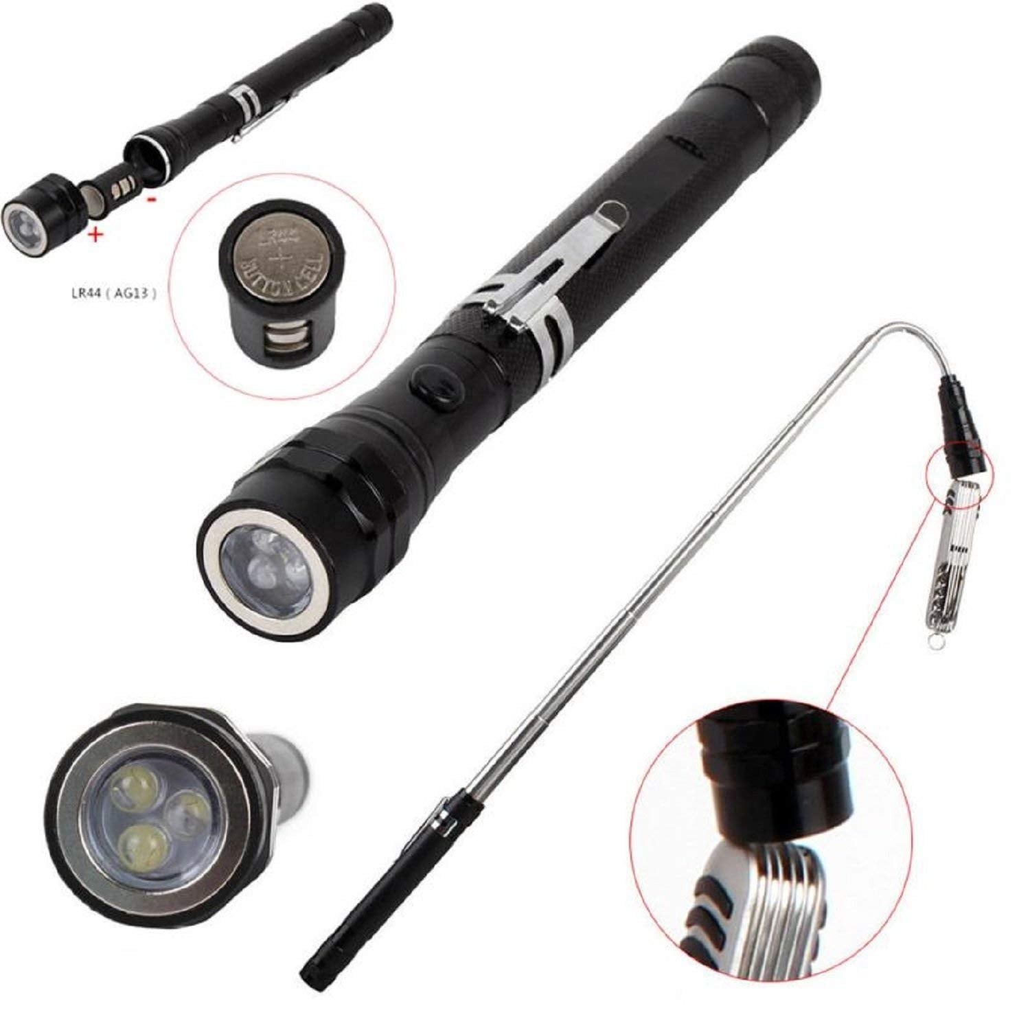 90 Lumens Telescopic Led Flashlight with Magnetic -  Assorted Colors