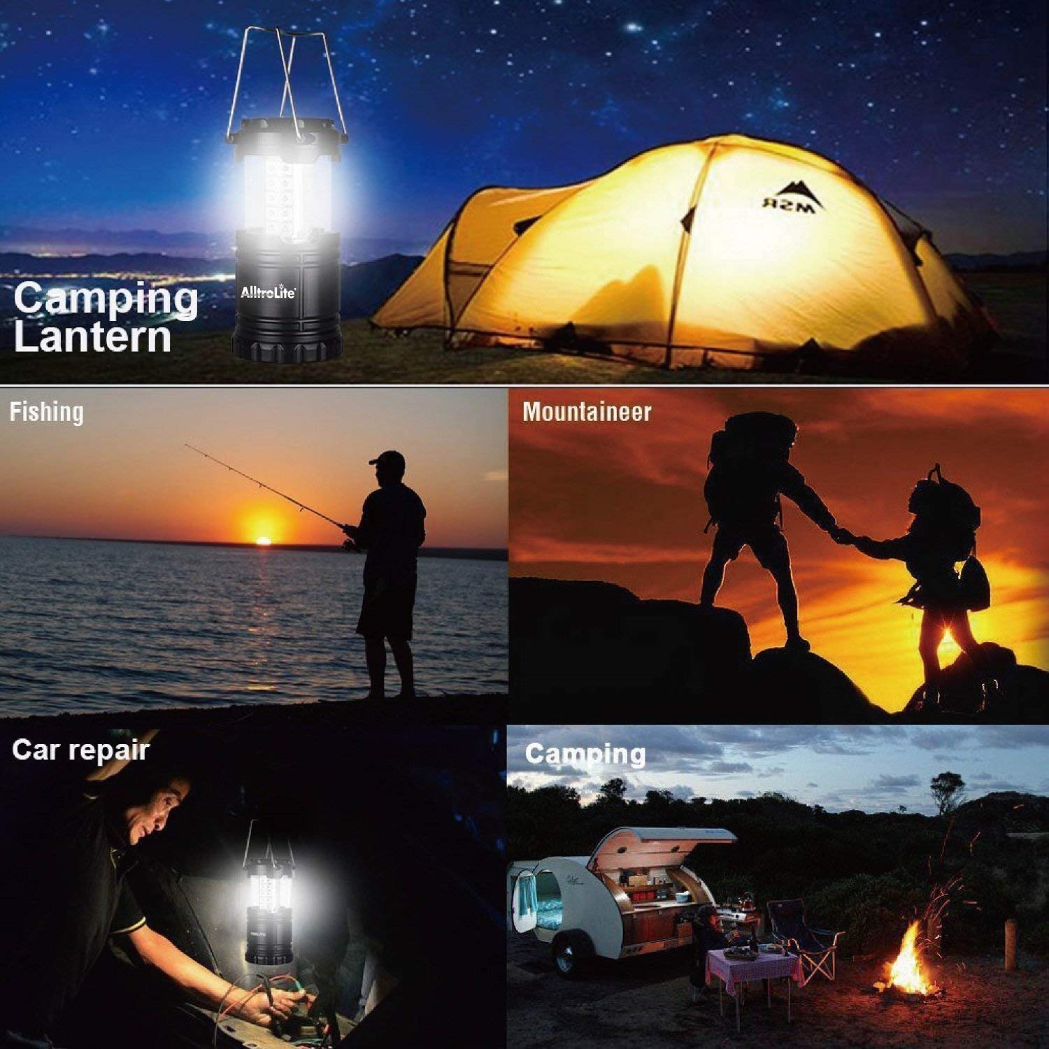 350 Lumen COB LED Collapsible Lantern Lights - Assorted Colors